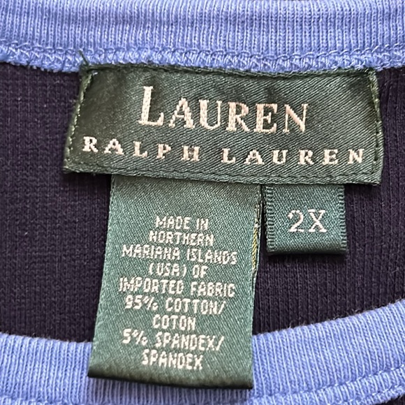 LAUREN Ralph Lauren Women's Short Sleeve Navy Shirt, size 2X - Picture 6 of 7
